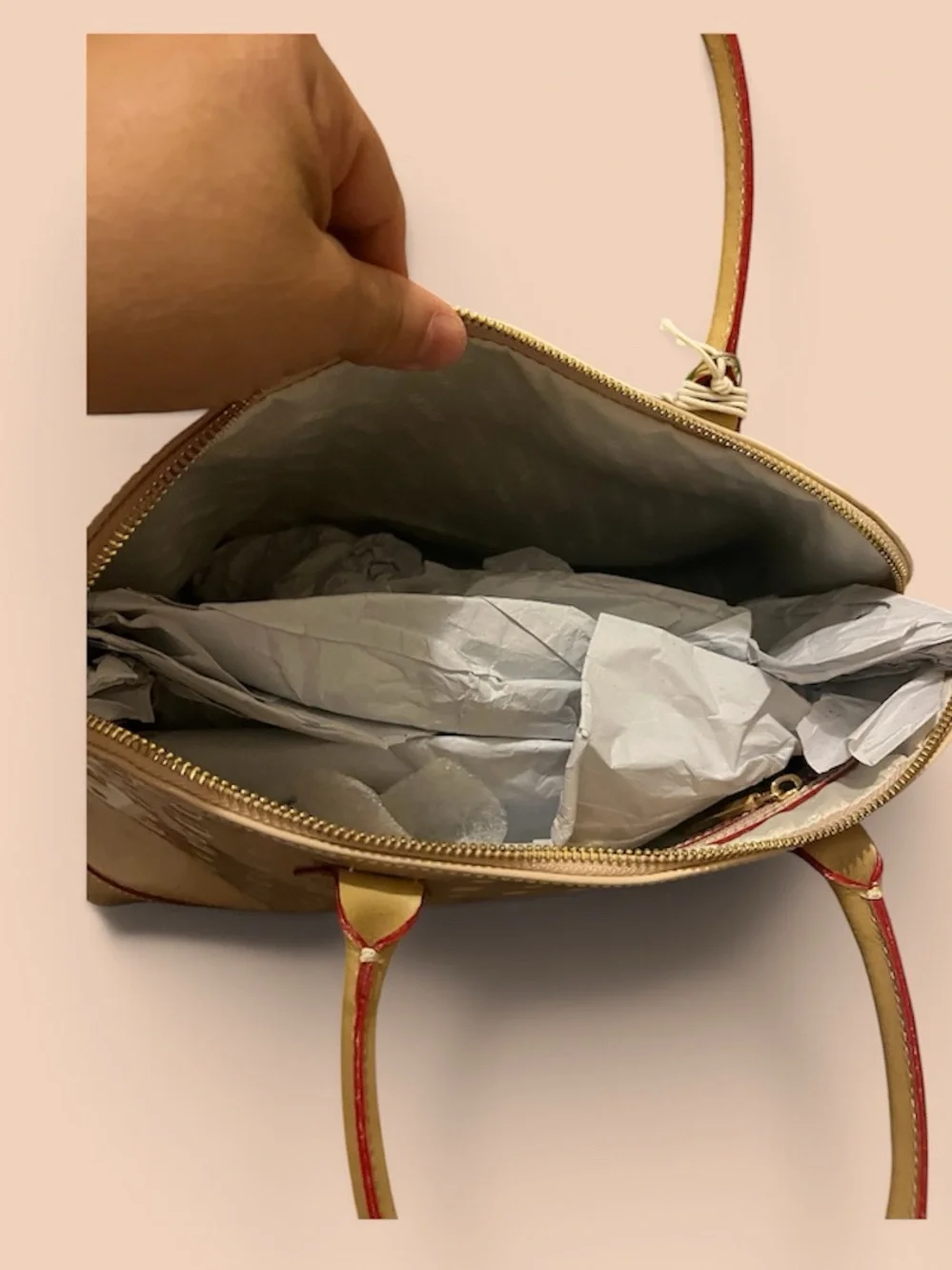 Arcadia Italy Blush Beige Embossed Monogram Patent Leather Dome Satchel NWT